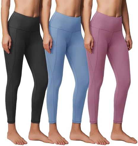 Showitty 3 Pack Yoga Pants with Pockets for Women, Tummy Control Black Compression Gym Workout Leggings