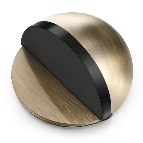 Hotop Self-Adhesive Floor Door Stoppers Oval Stainless Steel Door Stop Mounted Half Moon Wall Protector with Glues for Hard Floor Glass(Bronze Color 1 Pcs)