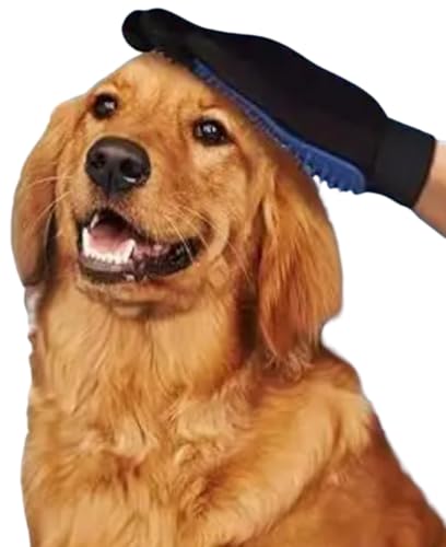 Escova para Banho Pet em Silicone com Dispenser para Shampoo + Luva Eletromagnética Remove Pelos, Az