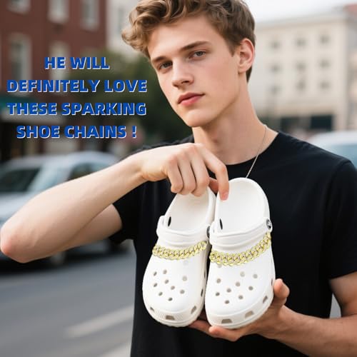 Image of Bling Shoe Chains For Adults Women Men Teens Girls Boys, Rhinestone Chain Shoe Charms For Clog Sandals,Shoe Decoration Accessories For Birthday Gifts Party Favors