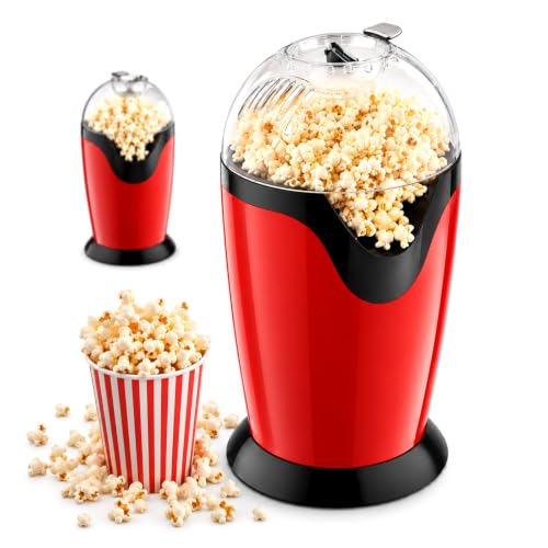 Appareils à Popcorn 1200W à Air Chaud, Machine à Pop-corn avec Verre Doseur, Couvercle Transparent, Popcorn en 3 Min, sans Huile pour Maison, Cinéma, Fête