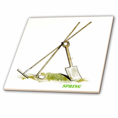 3dRose Tools 4 Spring Gardening 4 Inch Ceramic Tile