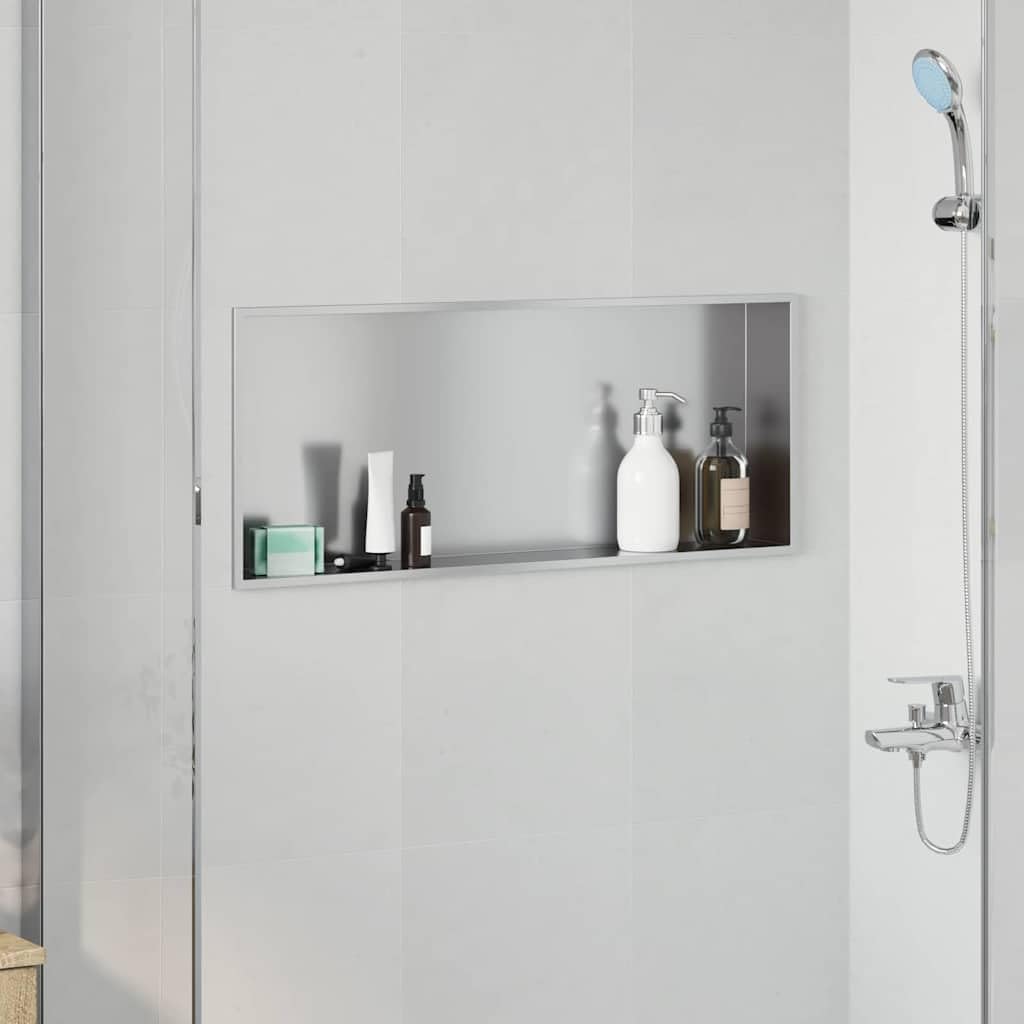 Ducha de acero inoxidable para baños modernos con estante abierto funcional