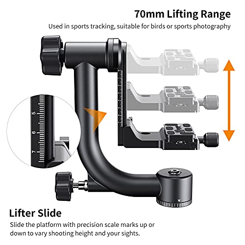 K&F CONCEPT Cabeza de Trípode Panorámica,360°Cabezal Trípode Metálico Profesional con Placa de Liberación Rápida 1/4'' y Nivel de Burbuja, Carga de 20KG para Cámara DSLR - imagen 6