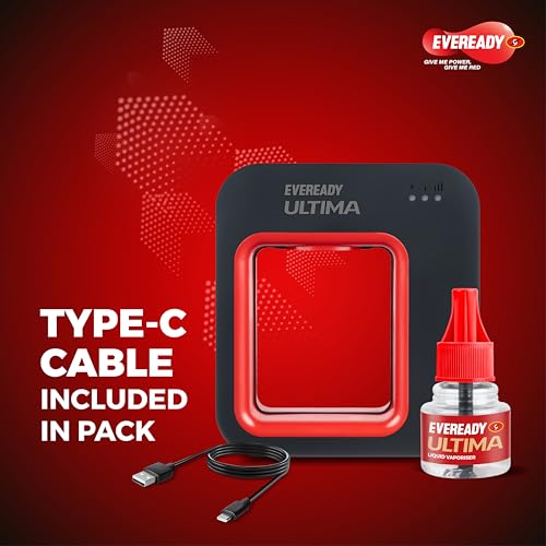 Image of Eveready Ultima Portable Mosquito Repellent Machine + Refill, India's 1st Rechargeable Liquid Vaporiser, 2-Mode Action, Up to 3 hrs Battery Backup, 100% Protection from Dengue, Malaria & Chikungunya