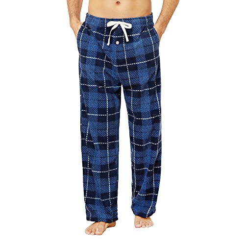 Image of U2SKIIN Mens Fleece Pajama Pants, Warm Plaid Lounge Pj Bottoms