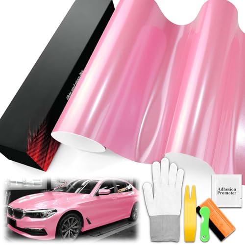 5FTx20FT PET Super Gloss Metallic Petal Pink High Glossy Vinyl