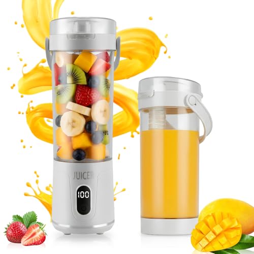 Portable Blender 600ml Cordless Mini Blender USB Rechargeable Personal Blender Strong Cutting Power with 12 Blades Fruit Veggie Juicer Cup Portable Smoothies, Protein Shakes for Home,Sport,Office