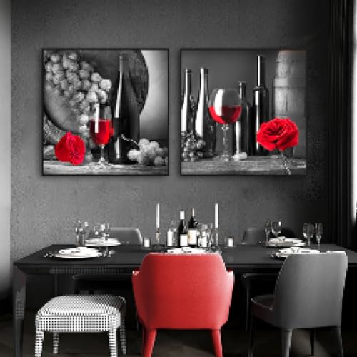 Décoration murale cuisine et salle à manger chaleureuse grâce au duo d'affiches de vin rosé