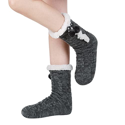 Image of Chassic Sherpa Lined Slipper Socks for Women, Non-Slip Cozy Winter House Socks, Soft Fuzzy Socks, Gifts for Women & Ladies Stocking Stuffers
