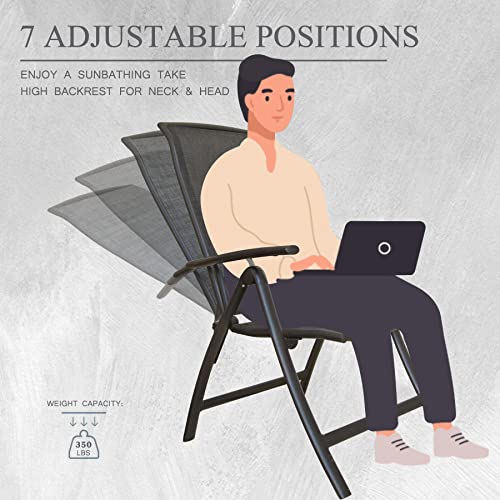 Domi Outdoor Living Domi Folding Patio Chairs Set Of 2, Aluminium Frame Reclining Sling Lawn Chairs With Adjustable High Backrest thumb #2