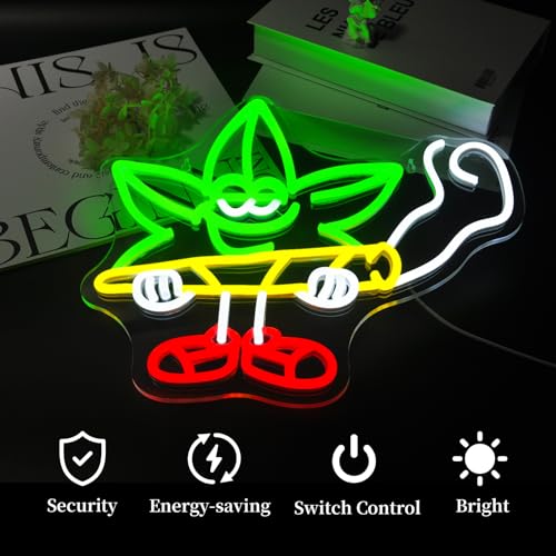 Image of Leaf Neon Sign Led Neon Lights Neon Signs for Wall Decor Light Up Sign for Birthday Party Club Gift