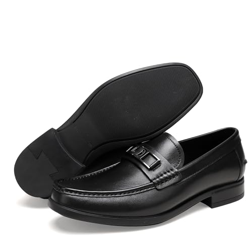 Men's Casual Dress Shoes, Premium Leather Formal Buckle Dress Loafers2