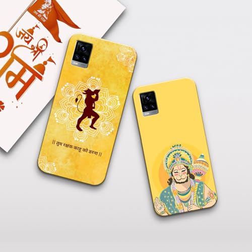 Image of COLORflow Back Cover Compatible with Vivo V20 | Hanuman Ji, Bajrangbali, God Customized Back Cover Compatible with Vivo V20