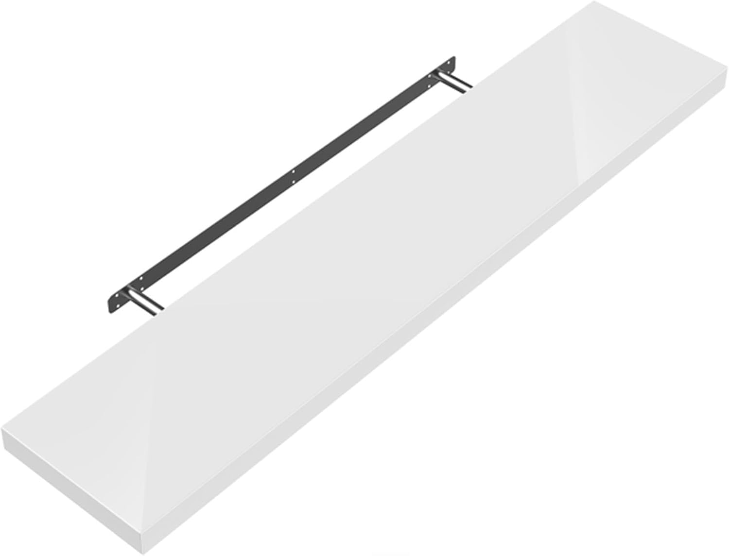 Shelfinity 1pc White Floating Shelves for Wall | 60cm High Gloss Modern Wall Shelves | For Bedroom Living Room Bathroom Kitchen Office | Floating Shelf Unit Ideal for Display & Storage