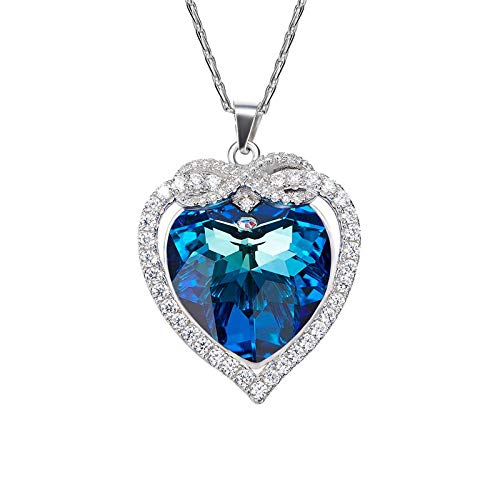 Collier en argent 925 cœur cristal Blu-Ray idéal pour sublimer vos soirées et tenues chics