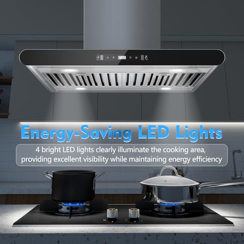 Image of Tiesay Island Range Hood 30 inch, 700 CFM Dual-Sided Ceiling Mount Vent Hood, Convertible Ducted /Ductless, Touch,Gesture & Remote Control, 3-Speed Fan, 4 LED Lights, Stainless Steel