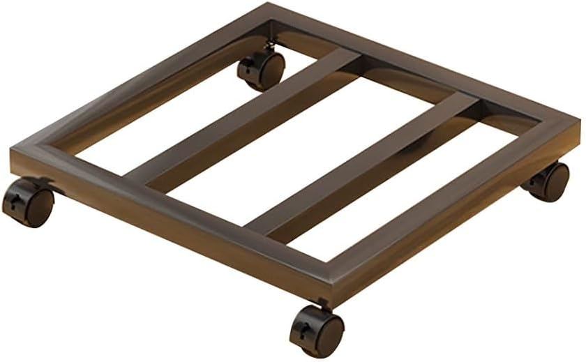 YCKEGEW Garden Plant Pot Dolly Heavy Duty Metal Plant Caddy with Brake Castors,Iron Potted Rack on Roller,Flower Pot Movers Wheels Suitable for Outdoor Patios, Decks(Black,Round 30cm)