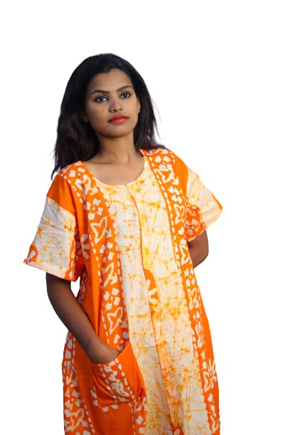 Image of MENMAII Women's [Size - L- 4XL ] Full Open /Front Buttoned [a Kind of Adaptive Clothing] Multipurpose Nighty for Maternity /Pregnancy /Elderly /Patient /Feeding /Hospital Purpose Nighty(2XL) - Calf Length