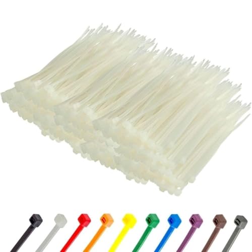 Image of GTSE 10 inch White /Clear Zip Ties, 1,000 Bulk Pack, 18lb Strength, UV Resistant Small Nylon Cable Ties, Self-Locking 10 Inch Tie Wraps
