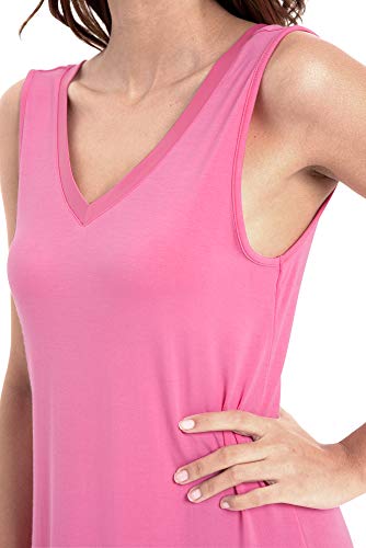 Image of GYS Cooling Bamboo Viscose Nightgowns for Women, Lightweight Sleeveless V Neck Sleep Shirt for Hot Sleepers, Soft Night dress