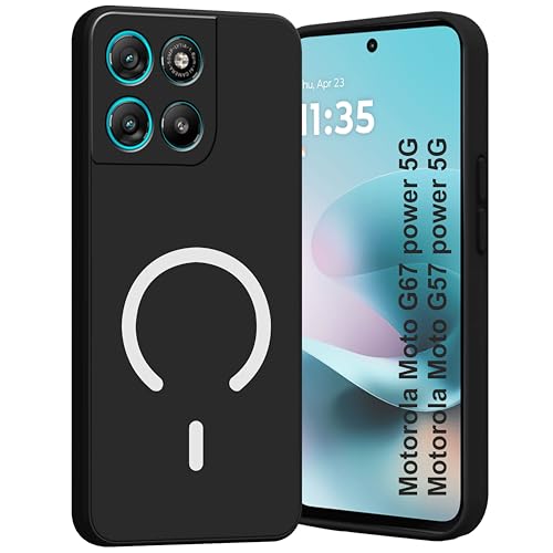Image of SBMS Silicone Back Cover Case for Motorola G67 power /G57 Power | Soft Micro-Fibre Lining Inside | Magsafe Print On Back Side Camera Protection Bump | Shockproof G67 Power (Magsafe Print Big Black)