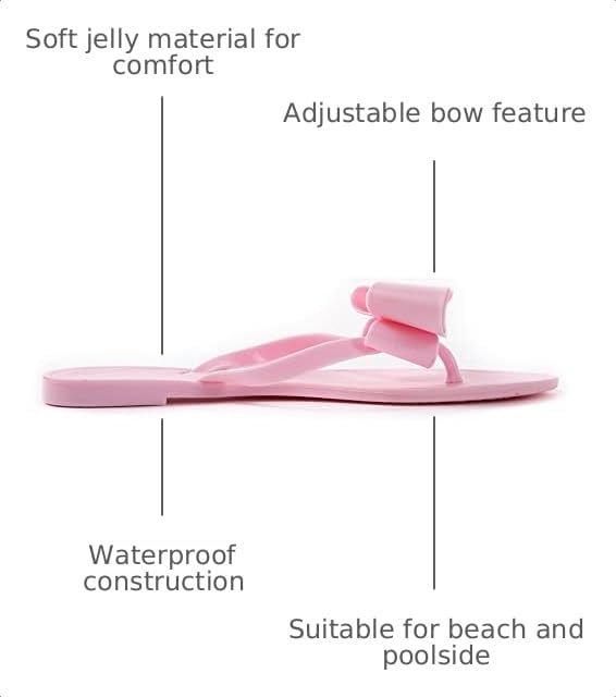 Image of Mtzyoa Women Flip-Flops Flat Sandals Jelly Bow Beach Flat Rivets Rain Cute Dressy Summer Sandals