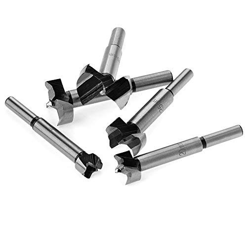 5pcs/Set Hand Tools Forstner Auger Drill Bit Woodworking Hole Saw Wooden Wood Cutter Dia 15 20 25 30 35mm, Silver