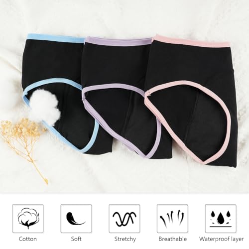 HOTUT sous-Vêtements Menstruels pour Adolescents, Lot de 3 Culottes Absorbantes en Coton et Anti-Fuite, 3 Couches de Tissu, Lavable et Extensible pour Les Filles de 10 à 16 Ans(L) – vue 6