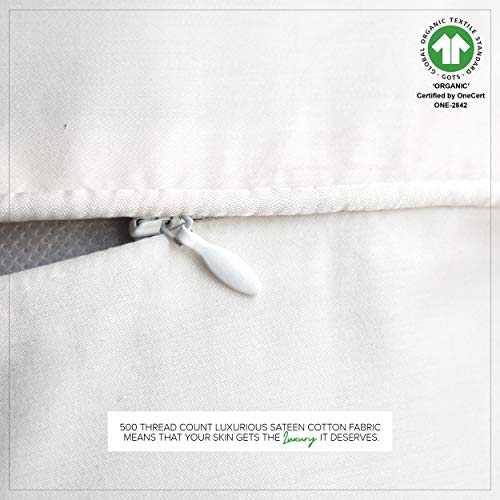 Makemake Organics Organic Cotton Pillow Protector (Set Of 2) Gots Certified Organic Pillow Cases Zippered Breathable Barrier Fits Standard (20X26, Pearl White) #TOP4