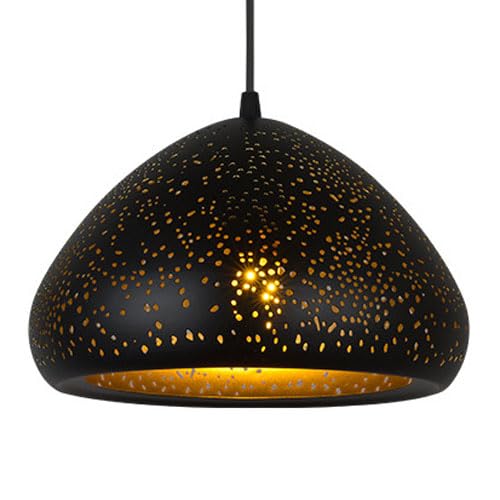 Suspension style industriel nordique E27 en métal noir pour îlot de cuisine