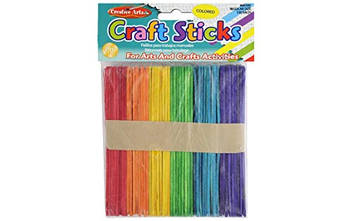 Creative Arts by Charles Leonard Craft Sticks, Regular Size, Colored, 4 1/2 x 3/8 Inch, 150/Bag (66580)