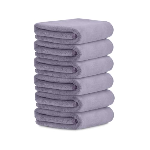 Image of HOUSSE Organic Microfiber Face Towel Dapple Grey | Exfoliating & Makeup Remover | Antibacterial for Sensitive Skin | Sustainable 450 GSM | Soft Touch Set | 30x30 cm | Pack of 6