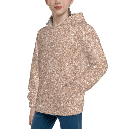 Beige Sparkling Glitter Kid Hoodies Boys Sweatshirts Girls Pullover with Pocket2