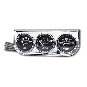 Auto Meter 2349 Autogage Black Oil/Water/Volt Gauge with Chrome Console