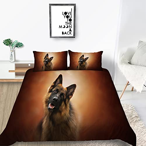 Funda nordica Cama 150 Pastor Aleman Granate 3D Juego de Funda nórdica para Cama Individual Microfibra Muy Suave Hipoalergénica Transpirable Funda nórdica