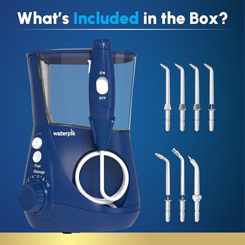 Waterpik Aquarius Water Flosser For Teeth Cleaning, Gums, Braces, Dental Care, Electric Power With 10 Settings, 7 Tips For Multiple Users And Needs, ADA Accepted, Blue WP-663, Packaging May Vary by Waterpik - Image 4