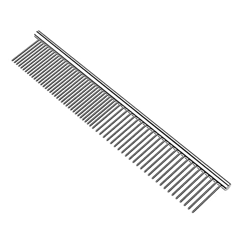 Dog Comb Pet Steel Comb for Dogs and Cats, Stainless Steel Comb with Rounded Teeth, Static-free Metal Comb Corrosion…