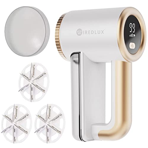 Rasoir Anti-Bouloche Électrique WiredLux - Machine Anti Peluche Rechargeable pour Vêtement & Maison - Appareil Coupe Bouloches à 3 Vitesses, Lame à 6 Branches, Écran LED, Câble USB, Dual Protection