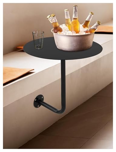 Mesa de bar redonda plegable montada en la pared, escritorio flotante que ahorra espacio para comedor, café, cócteles, sala de estar, espacios pequeños, uso lateral del sofá