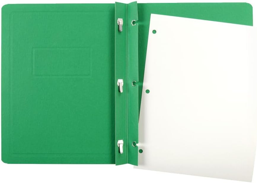 Oxford DuoTangs, 6 Pack, Letter Size 8.5 x 11 Inch, 2 Prong Fasteners Hold 100 Sheets, Embossed Panel and Border, Green, Recycled Fibre Report Covers for School and Office