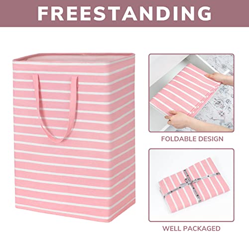 Goodpick Pink Laundry Basket Kids Baby Laundry Hamper Towels Dirty Clothes Baskets For Organizing Large Collapsible Laundry Baskets Baby Girls Toy Storage Bathroom, Dorm, 75L Set Of 2, Pink #TOP3