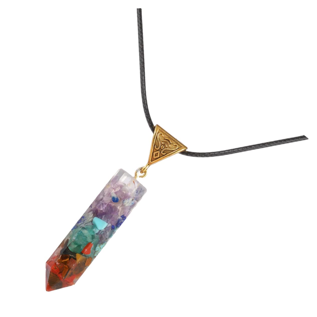Collier en cuir de qualité supérieure et son prisme hexagonal en pierre - 8