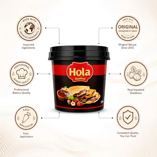 Image of Hola Hazelnut Spread | 1kg | Roasted Hazelnut | Smooth Creamy Chocolate Hazelnut Cream for Toast, Baking, Desserts & Snacks | Gluten-Free, Vegan Nutella Alternative (Pack of 1)