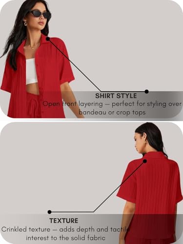 Image of Leriya Fashion Co-ord Set for Women Stylish Solid Poly Lycra Cotton | Textured Pyjama Set For Woman Travel Beach & Holiday Look | Oversized Loose Fit Trendy Top & Shorts for Summer Day Vacation