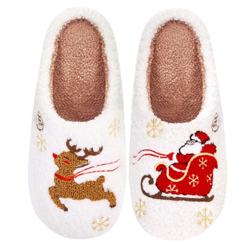 BibHoly Weihnachts Hausschuhe Damen Herren, Winter Plüsch...