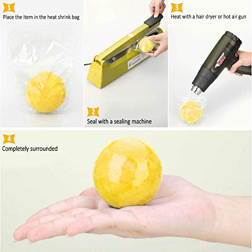 Dadabig 200 Stück Schrumpffolie Taschen, PVC Schrumpfen Taschen Transparent Schrumpffolie Beutel Shrink Wrap Taschen Schrumpfbeutel Heißsiegel für Seifen Badebomben Badekugeln Verpackung DIY-Handwerk