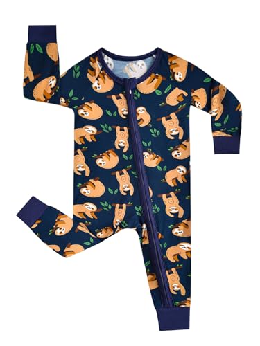 Image of MOSSRIVER Bamboo Viscose Baby Long Sleeve Romper, Cute Pumpkin Prints Zipper Footless Jumpsuit, Toddler One-Piece Outfits