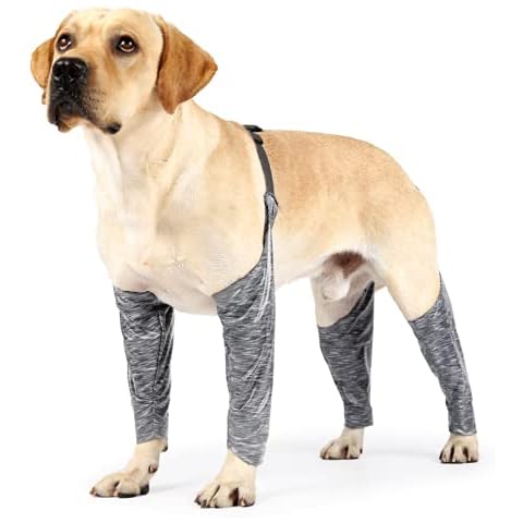 GabeFish Dog Leggings for Dogs, Adjustable, Anti-Dirty Dog Sleeves to Prevent Licking, Waterproof Front & Back Legs Sleeves for Dogs Grey X-Small Cover