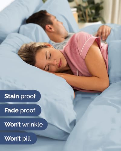 Image of Extra Deep Flex Top Split Head King Sheet Set - 6 Piece Breathable and Cooling Sheets - Hotel Luxury Bedding for Women, Men, Kids & Teens - Easy Secure Fit - Extra Deep Pockets - Sky Blue